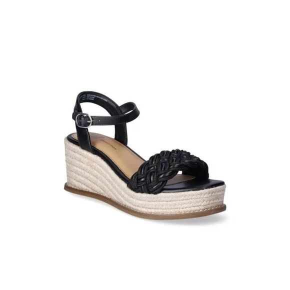Time and Tru Women's Braided Mid-Heel Wedge Sandals Size 9.5 - Picture 1 of 12
